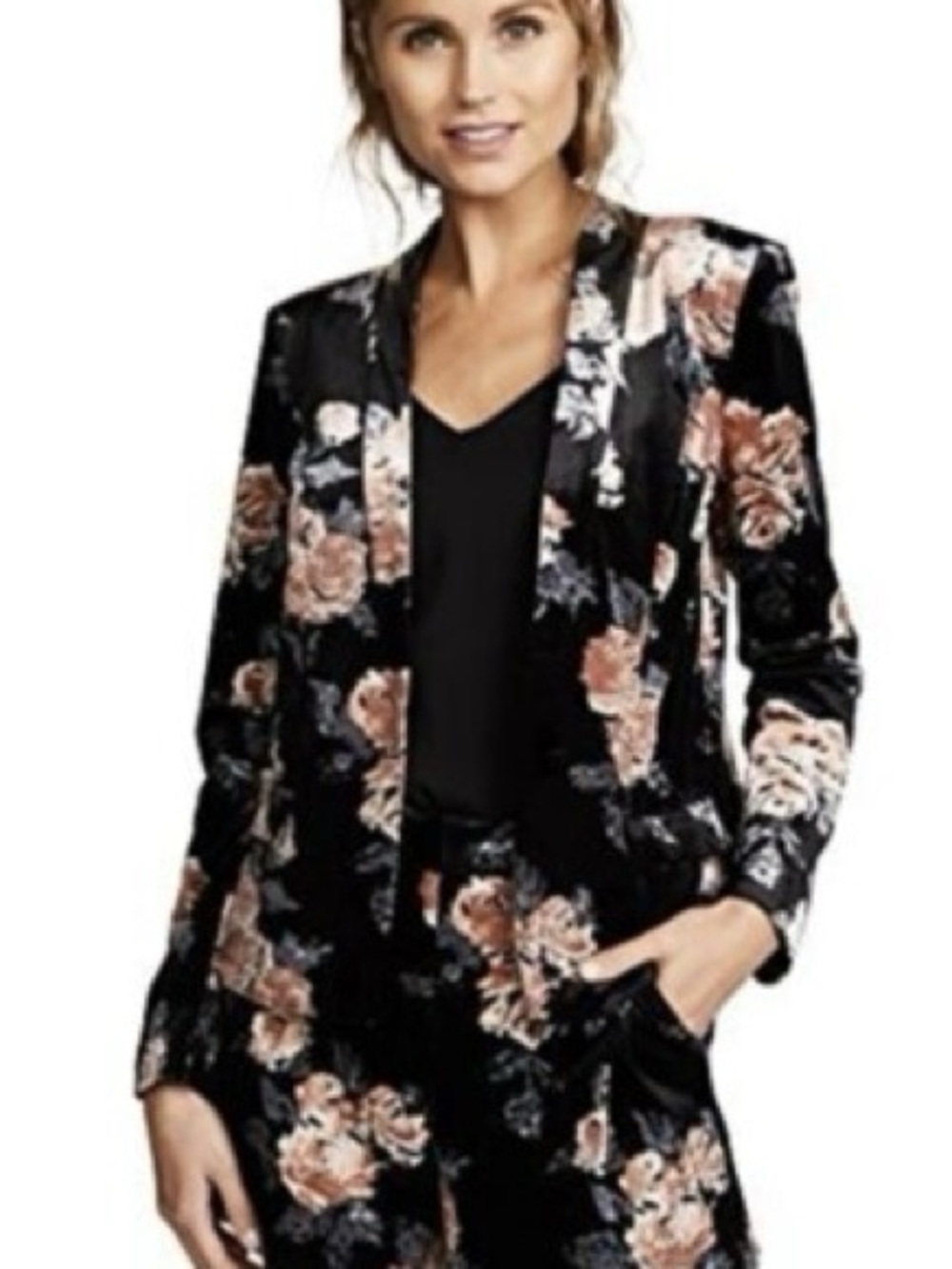 Ali & Jay J’dore Black Floral Velvet Blazer Jacket size Small
